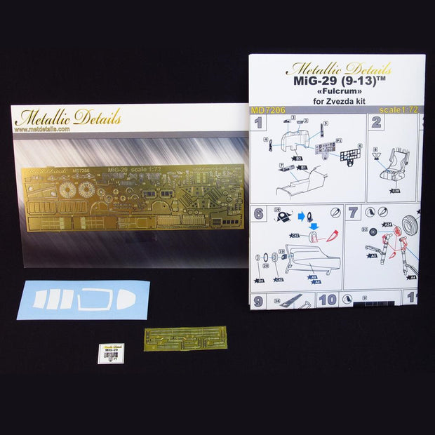 Mikoyan MiG-29. Detailing set for aircraft model Exterior and Interrior (for Zvezda) Scale 1:72 Metallic Details MD7206