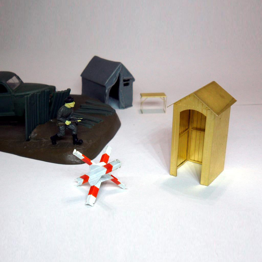 WWII-era German Checkpoint guardhouse. Detailing sets for Dioramas, Photo etched sets Scale 1:72 Metallic Details MD7208