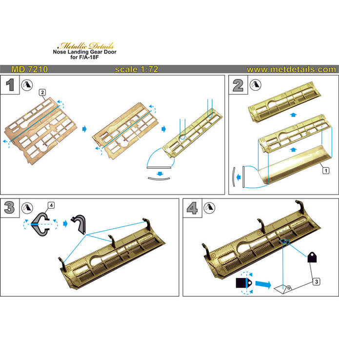 F/A-18F, Nose Landing Gear door, Exterior Details Scale 1:72 Metallic Details MD7210