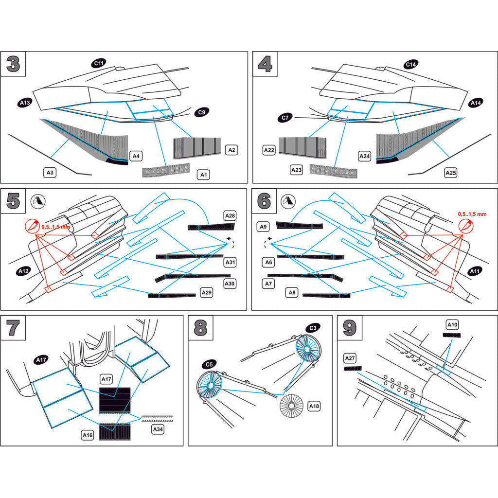 Mikoyan MiG-25, Air Intakes Details set, Scale 1:72 Photoetch Metallic Details MD7211 - For model kit Aircraft