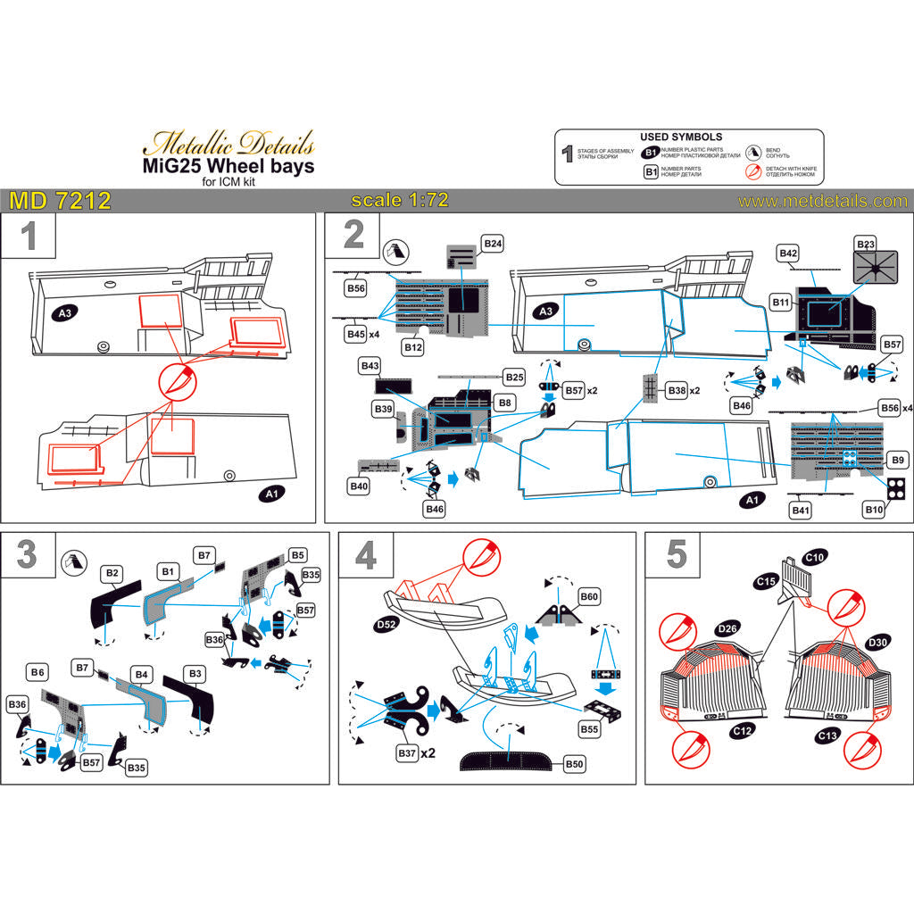 Mikoyan MiG-25, Wheel Bays Scale 1:72 Metallic Details MD7212