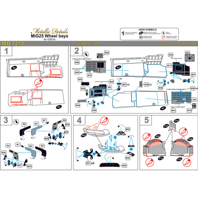 Mikoyan MiG-25, Wheel Bays Scale 1:72 Metallic Details MD7212