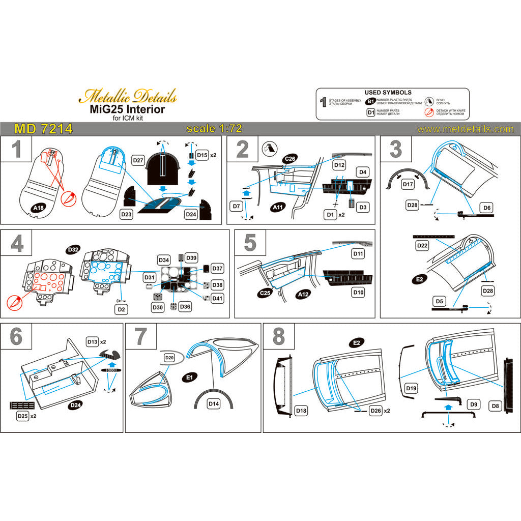 Mikoyan MiG-25, Cockpit Interior Details Scale 1:72 Metallic Details MD7214