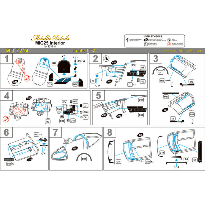 Mikoyan MiG-25, Cockpit Interior Details Scale 1:72 Metallic Details MD7214