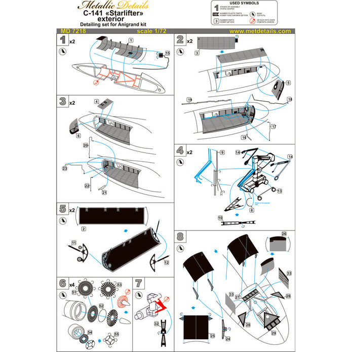 Lockheed C-141. Exterior Details, Wheel Bays (for Anigrand) Scale 1:72 Metallic Details MD7218