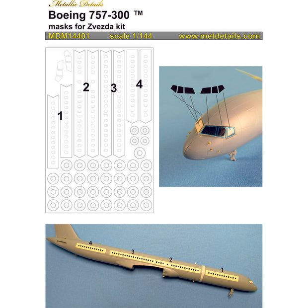 Boeing 757-300, Painting Masks, Scale 1:144 (Recommended for kit: Zvezda) Metallic Details MDM14401 - For model kit Aircraft