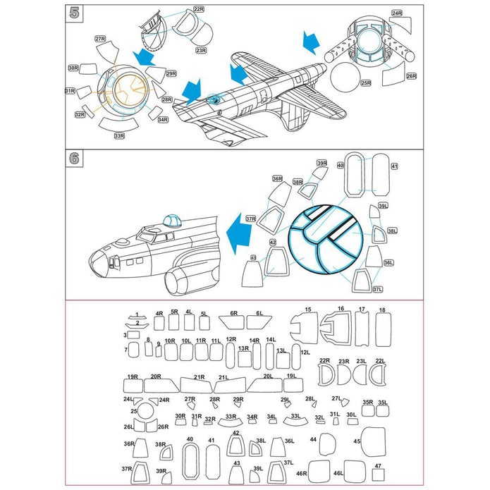 Boeing B-17G, Flying Fortress, Painting Masks Scale 1:48 (Recommended for kit: HK Models) Metallic Details MDM4809 - For Model Kit Aircraft