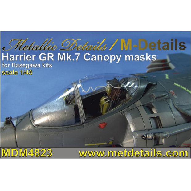 BAe Harrier GR Mk,7, Canopy Painting Masks Scale 1:48 (Recommended for kit: Hasegawa) Metallic Details MDM4823 - For Aircraft Model Kits