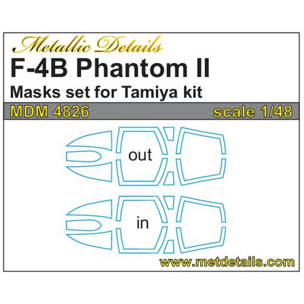 F-4B Phantom II, Painting Masks Scale 1:48 (Recommended for kit: Tamiya) Metallic Details MDM4826 - For Models Aircraft Kits