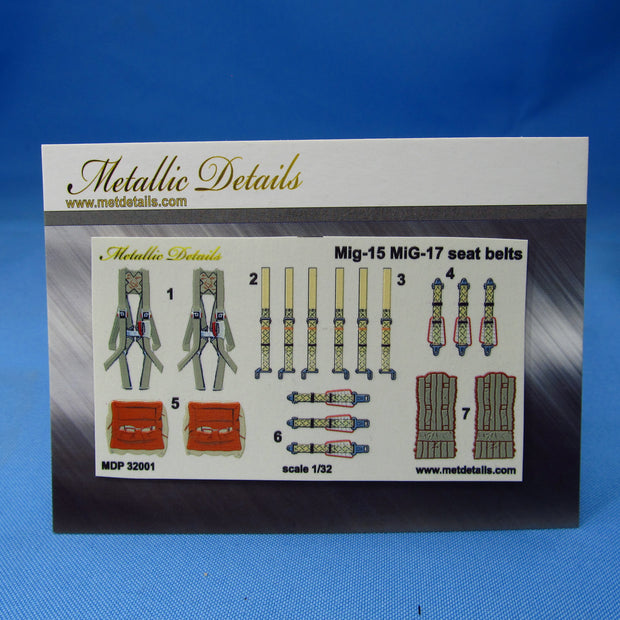 MiG-15 / MiG-17, Seat Belts (3D Decals) Scale 1:32 Metallic Details MDP32001 - For Model Kits Aircraft
