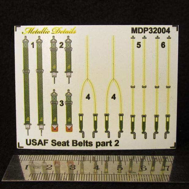 USAF Seat Belts WWII (3D Decals) Scale 1:32 Metallic Details MDP32004 - For Model Kit Aircraft