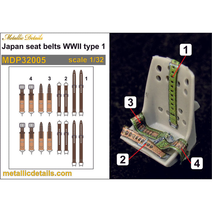 Japan Seat Belts WWII (type 1) 3D Decals Scale 1:32 Metallic Details MDP32005 - For Models Aircraft Kits