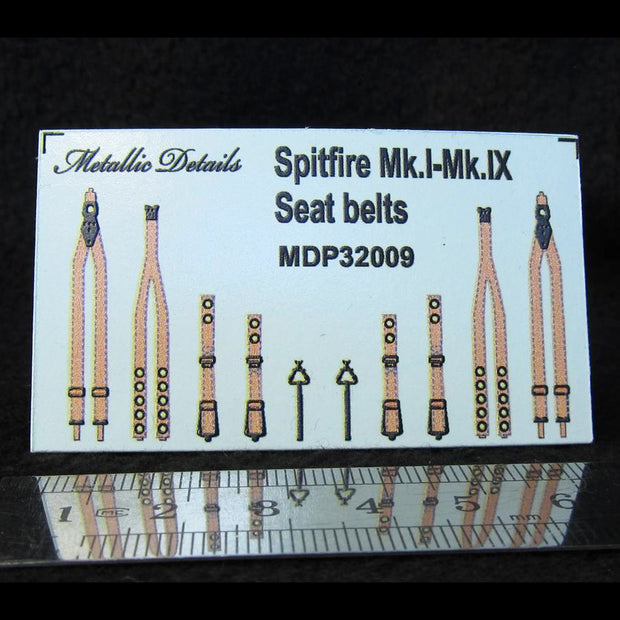 Spitfire Mk,I-Mk,IX Seat Belts (3D Decals) Scale 1:32 Metallic Details MDP32009 - For Model Kits Aircraft