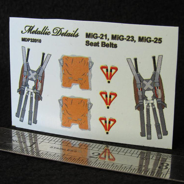 MiG-21, MiG-23, MiG-25 Seat Belts (3D Decals) Scale 1:32 Metallic Details MDP32010 - For Aircraft Model Kits