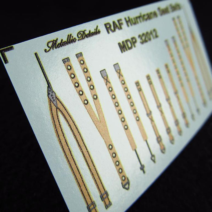 RAF Hurricane Seat Belts (3D Decals) Scale 1:32 Metallic Details MDP32012 - For Model Kit Aircraft