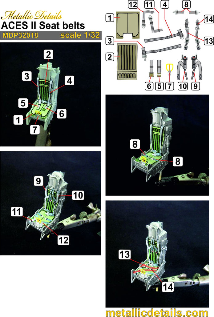 ACES II Seat Belts Scale 1:32 Metallic Details MDP32018