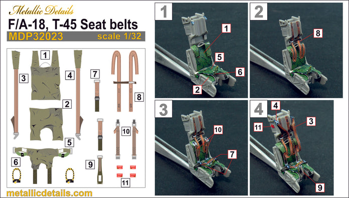 F/A-18, T-45 Seat Belts Scale 1:32 Metallic Details MDP32023