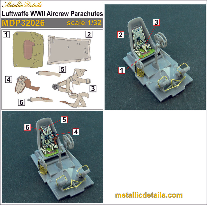 Luftwaffe WWII Aircrew Parachutes Scale 1:32 Metallic Details MDP32026