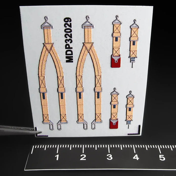 3D Pilot Seatbelt Decals for P-47 Thunderbolt & P-51 Mustang - Set for 2 Seats Scale 1:32 Metallic Details MDP32029