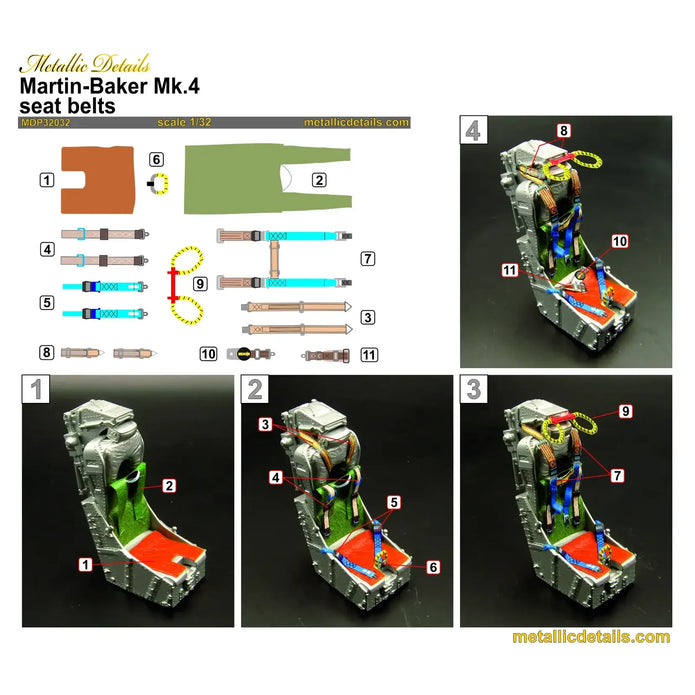 Martin-Baker Mk.4 seat belts Scale 1:32 Metallic Details MDP32032