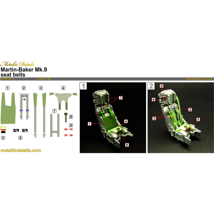 Martin-Baker Mk.9 seat belts Scale 1:32 Metallic Details MDP32033