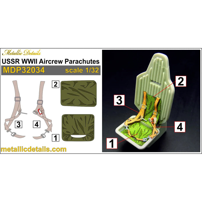 USSR WWII Aircrew Parachutes Scale 1:32 Metallic Details MDP32034