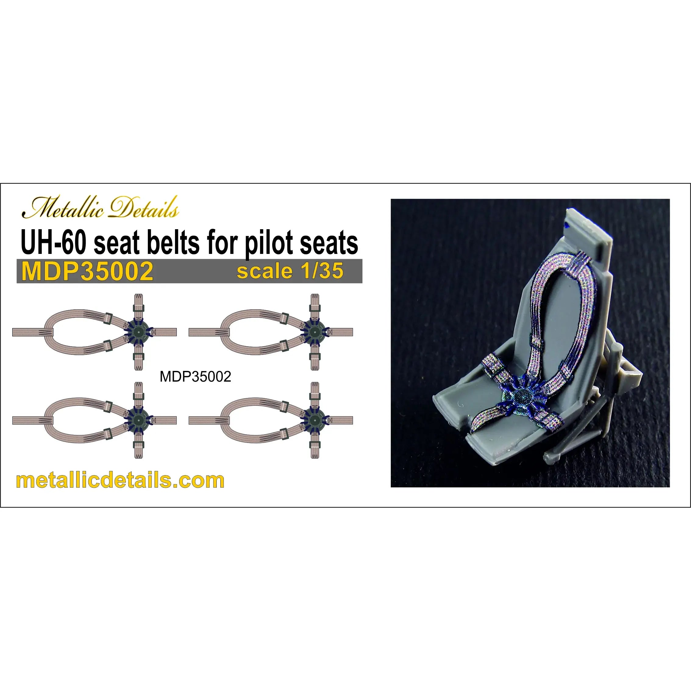 UH-60 seat belts for pilot seats Scale 1:35 Metallic Details MDP35002