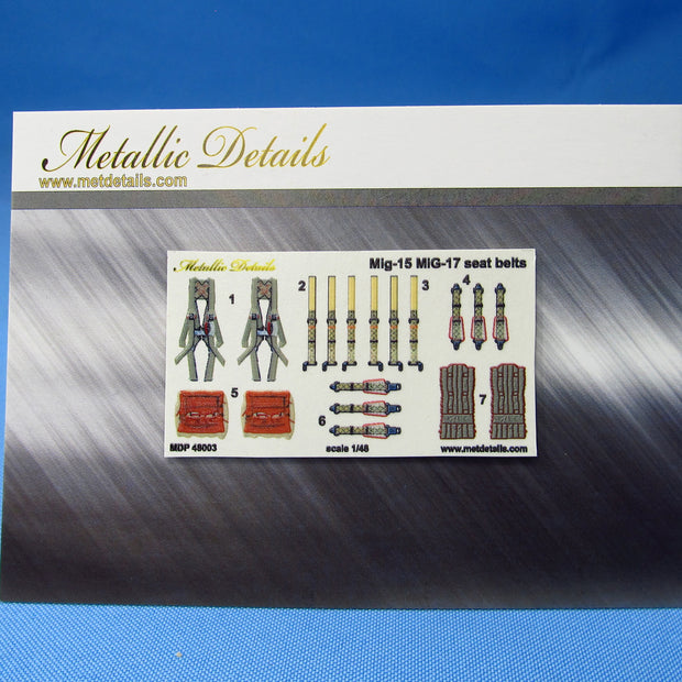 MiG-15 / MiG-17, Seat Belts (3D Decals) Scale 1:48 Metallic Details MDP48003 - For Model Kit Aircraft