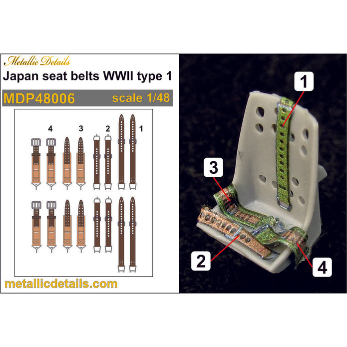 Japan Seat Belts WWII (type 1)3D Decals Scale 1:48 Metallic Details MDP48006 - For Model Aircraft Kits