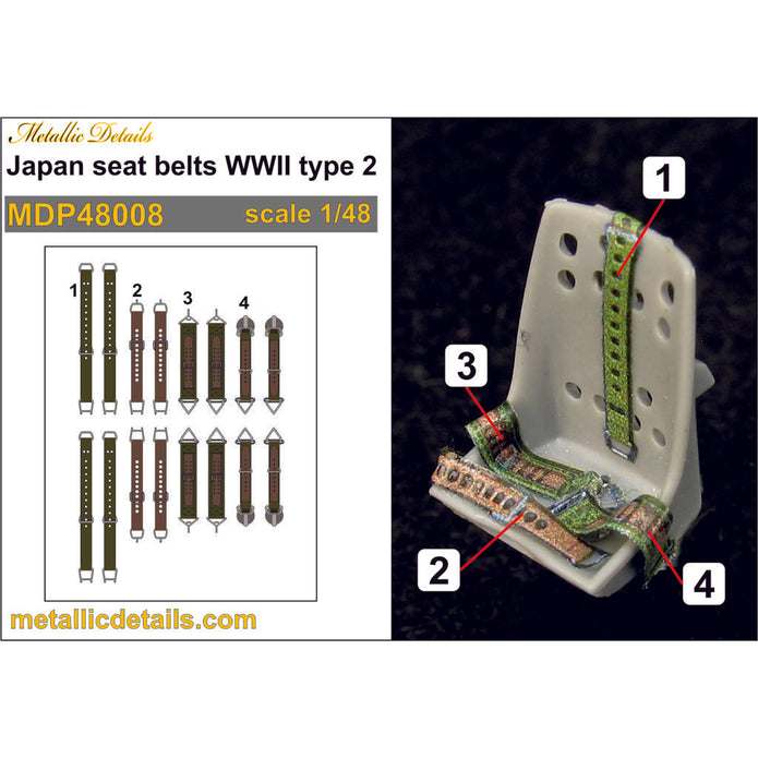 Japan Seat Belts WWII type 2 (3D Decals) Scale 1:48 Metallic Details MDP48008 - For Model Kits Aircraft