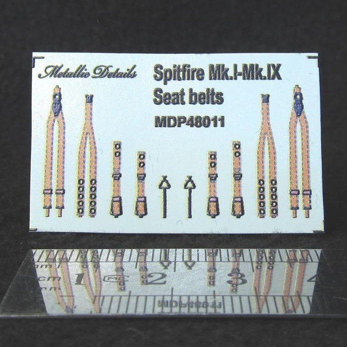 Spitfire Mk,I-Mk,IX Seat Belts (3D Decals) Scale 1:48 Metallic Details MDP48011 - For Model Kit Aircraft