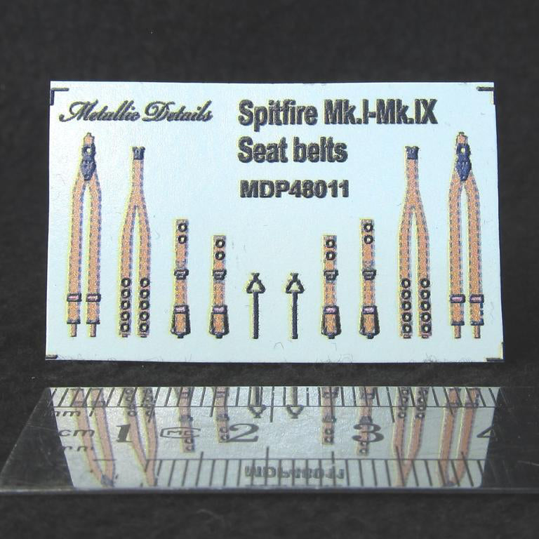 Spitfire Mk,I-Mk,IX Seat Belts (3D Decals) Scale 1:48 Metallic Details MDP48011 - For Model Kit Aircraft
