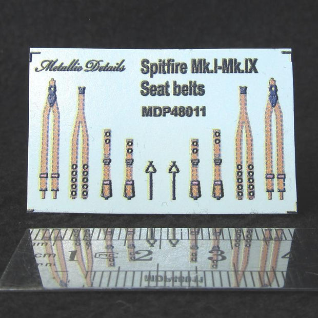Spitfire Mk,I-Mk,IX Seat Belts (3D Decals) Scale 1:48 Metallic Details MDP48011 - For Model Kit Aircraft