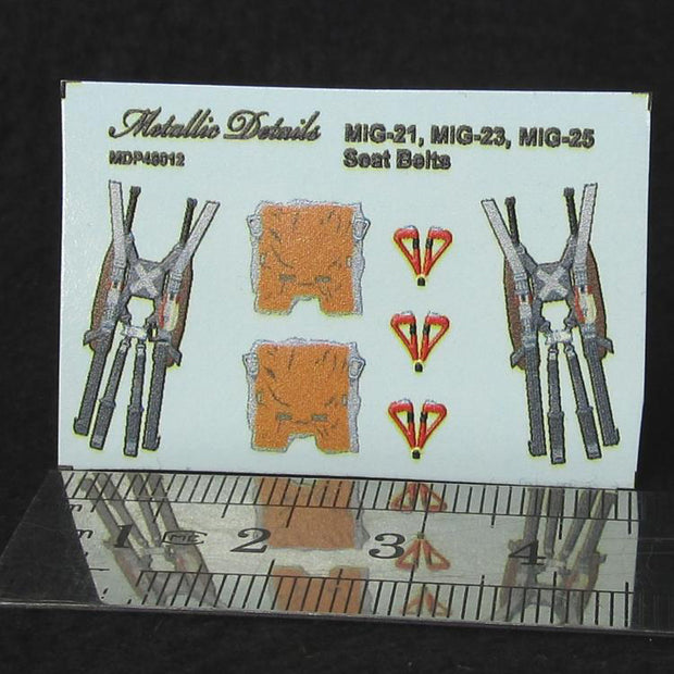 MiG-21, MiG-23, MiG-25 Seat Belts (3D Decals) Scale 1:48 Metallic Details MDP48012 - For Models Aircraft Kits