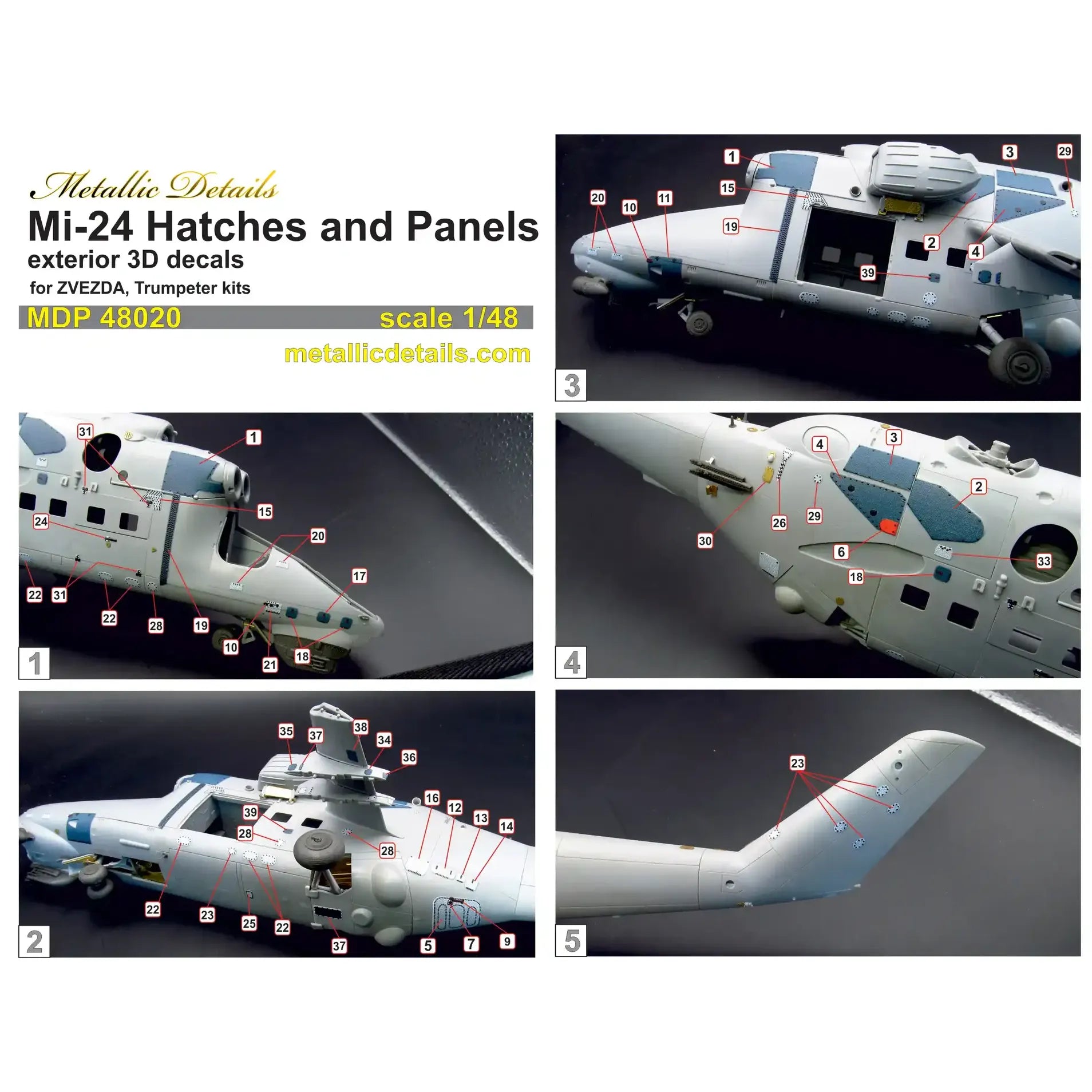 Mi-24VP Hatches and Panels (for Zvezda) Scale 1:48 Metallic Details MDP48020