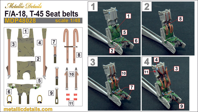 F/A-18, T-45 Seat Belts Scale 1:48 Metallic Details MDP48028