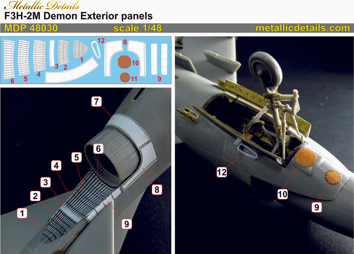 McDonnell F3H Demon Exterior panels Scale 1:48 Metallic Details MDP48030