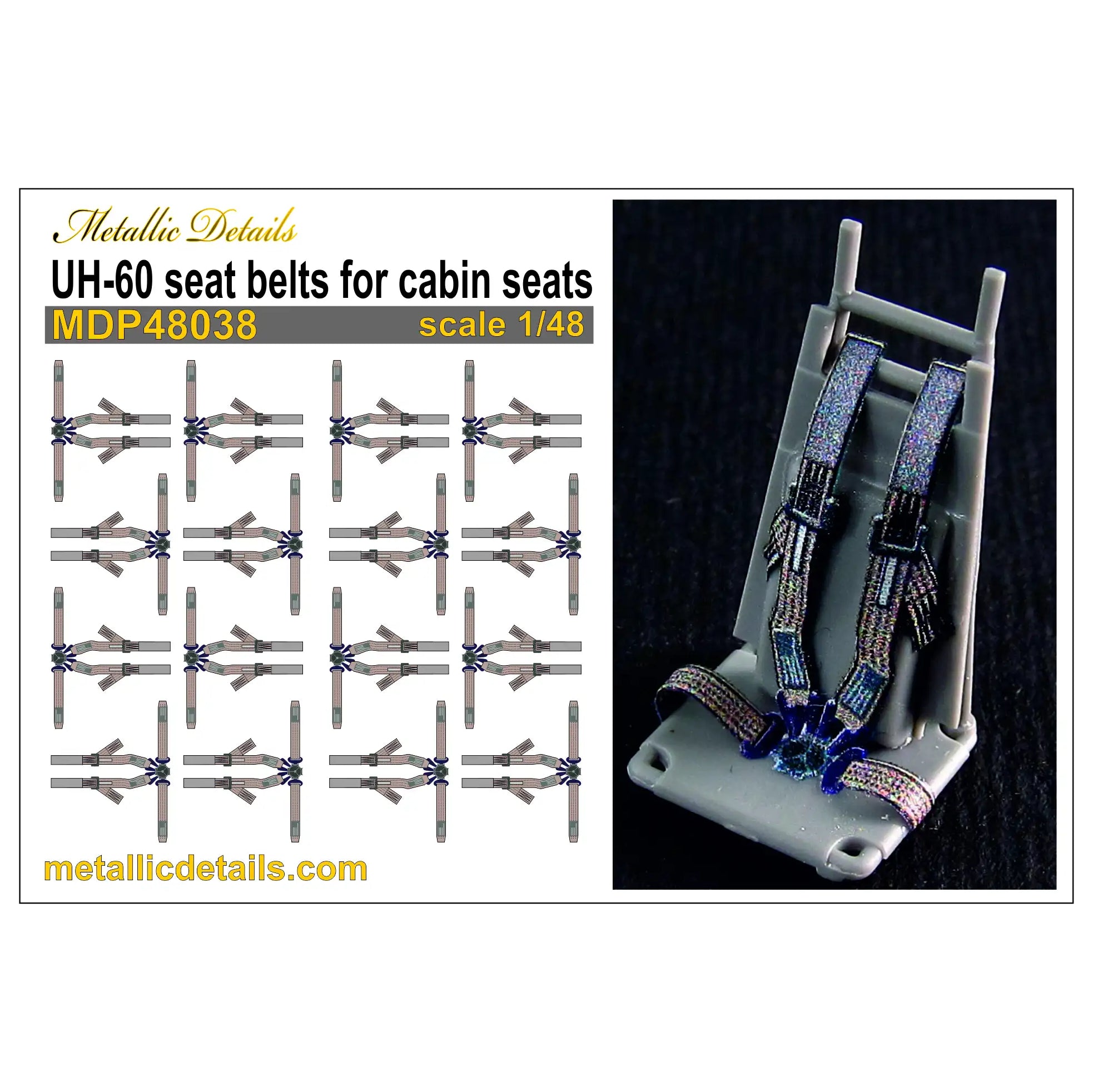 Sikorsky UH-60 seat belts for cabin seats Scale 1:48 Metallic Details MDP48038