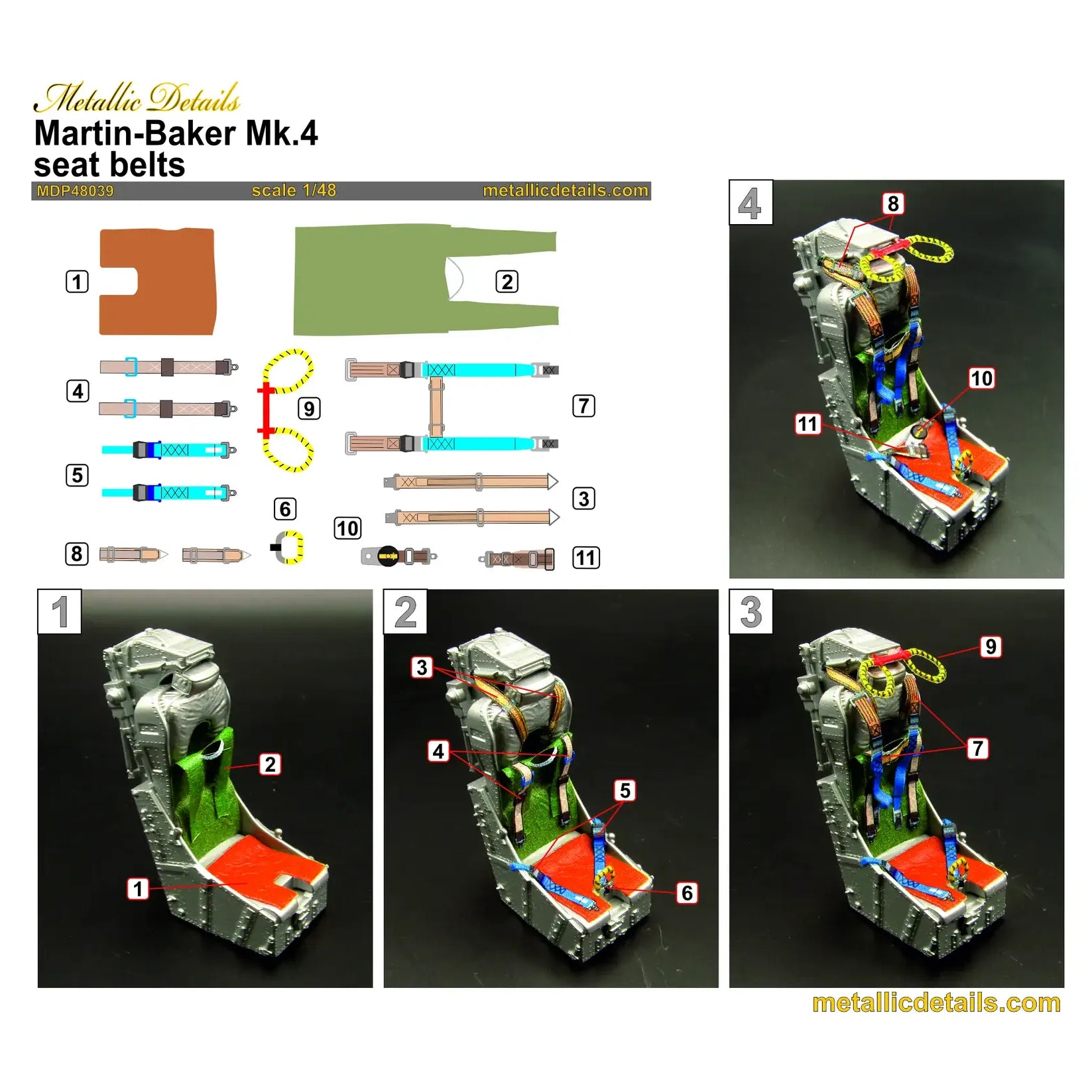 Martin-Baker Mk.4 seat belts Scale 1:48 Metallic Details MDP48039