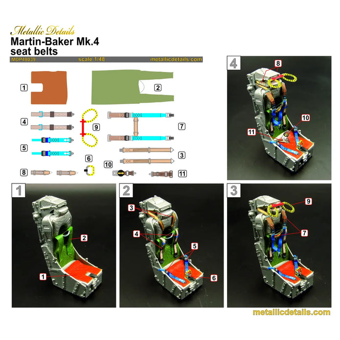 Martin-Baker Mk.4 seat belts Scale 1:48 Metallic Details MDP48039