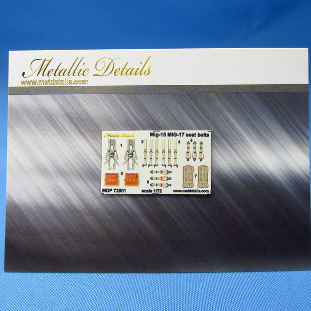 MiG-15/MiG-17, Seat Belts (3D Decals) Scale 1:72 Metallic Details MDP72001 - For Model Kit Aircraft