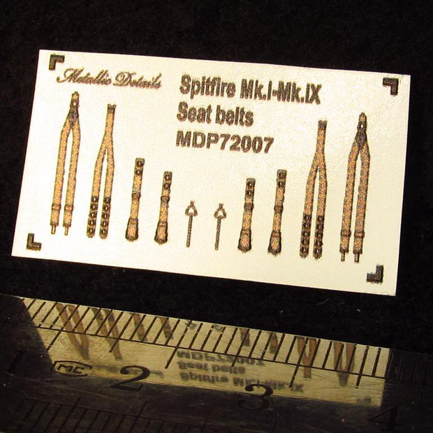 Spitfire Mk,I-Mk,IX Seat Belts (3D Decals) Scale 1:72 Metallic Details MDP72007 - For Aircraft Model Kits
