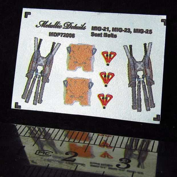 MiG-21, MiG-23, MiG-25 Seat Belts (3D Decals) Scale 1:72 Metallic Details MDP72008 - For Aircraft Model Kit