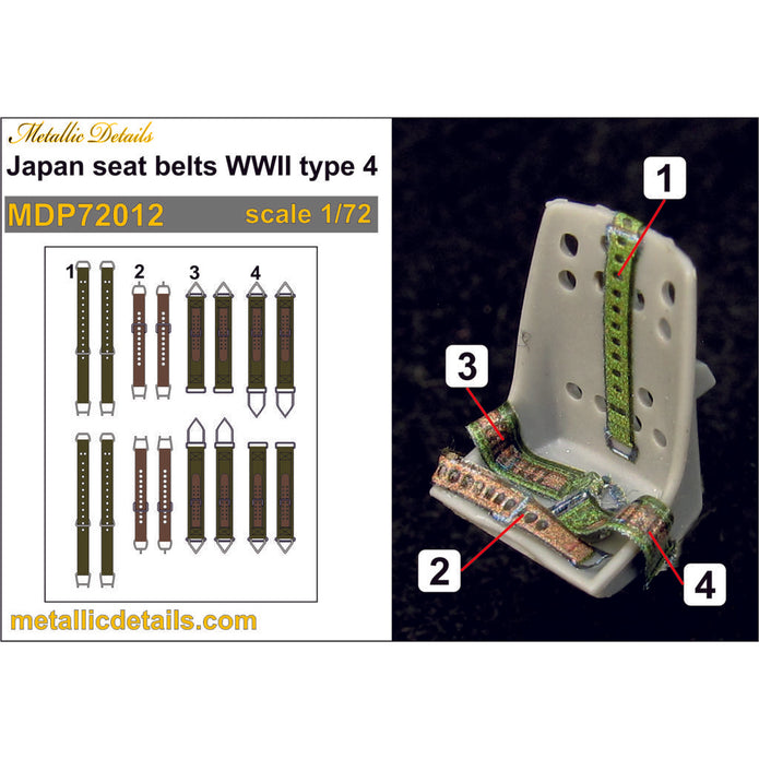 Japan Seat Belts WWII type 4 (3D Decals) Scale 1:72 Metallic Details MDP72012 - For Model Aircraft Kits