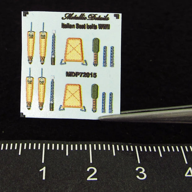 Italian Seat Belts WWII 3D Decals Scale 1:72 Metallic Details MDP72015 - For Aircraft Model Kits