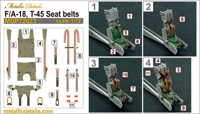 F/A-18, T-45 Seat belts Scale 1:72 Metallic Details MDP72023