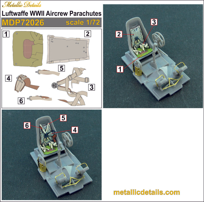 Luftwaffe WWII Aircrew Parachutes Scale 1:72 Metallic Details MDP72026