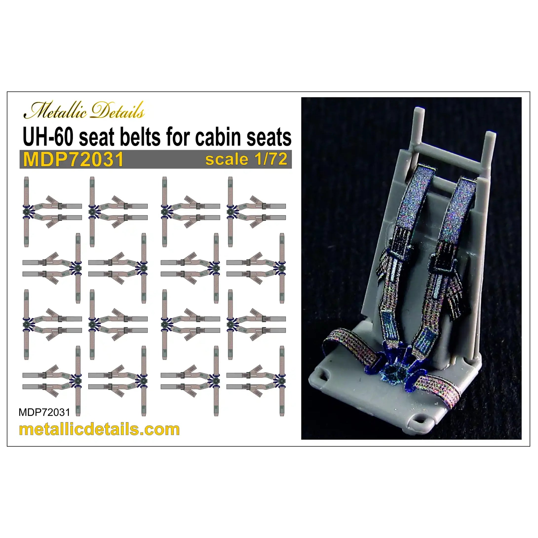 Sikorsky UH-60 seat belts for cabin seats Scale 1:72 Metallic Details MDP72031
