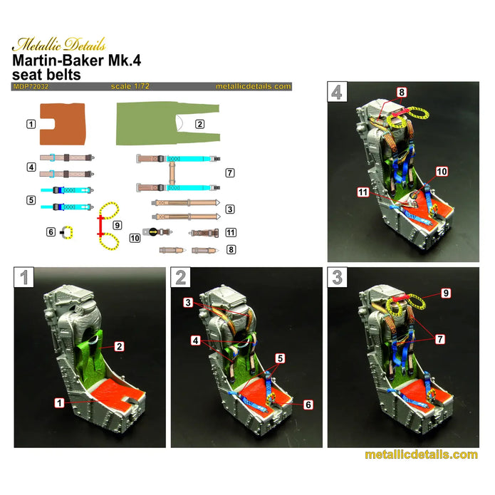 Martin-Baker Mk.4 seat belts Scale 1:72 Metallic Details MDP72032