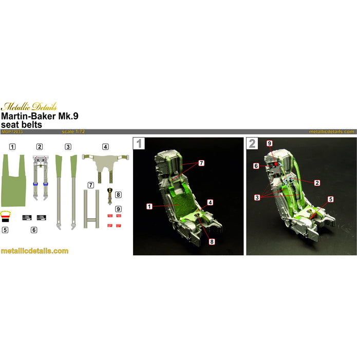 Martin-Baker Mk.9 seat belts Scale 1:72 Metallic Details MDP72033